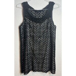 Women's ECI New York Black /White 100% Silk Tank Top Size 8 Fully Lined